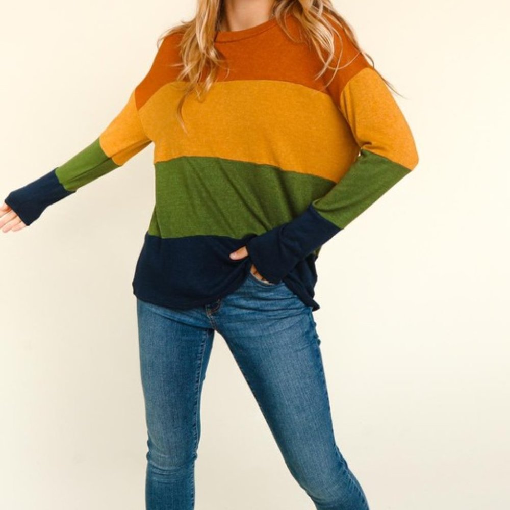 Fall Colorblock Lightweight Sweater - Picture 2 of 4